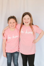 Load image into Gallery viewer, Nikki (Left) is wearing a size Large in the Youth Be Kind T-shirt. Piper (Right) is wearing a size XL in the Youth Be Kind T-shirt.