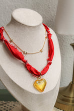 Load image into Gallery viewer, Nickel &amp; Suede Red Bandana Charm Necklace
