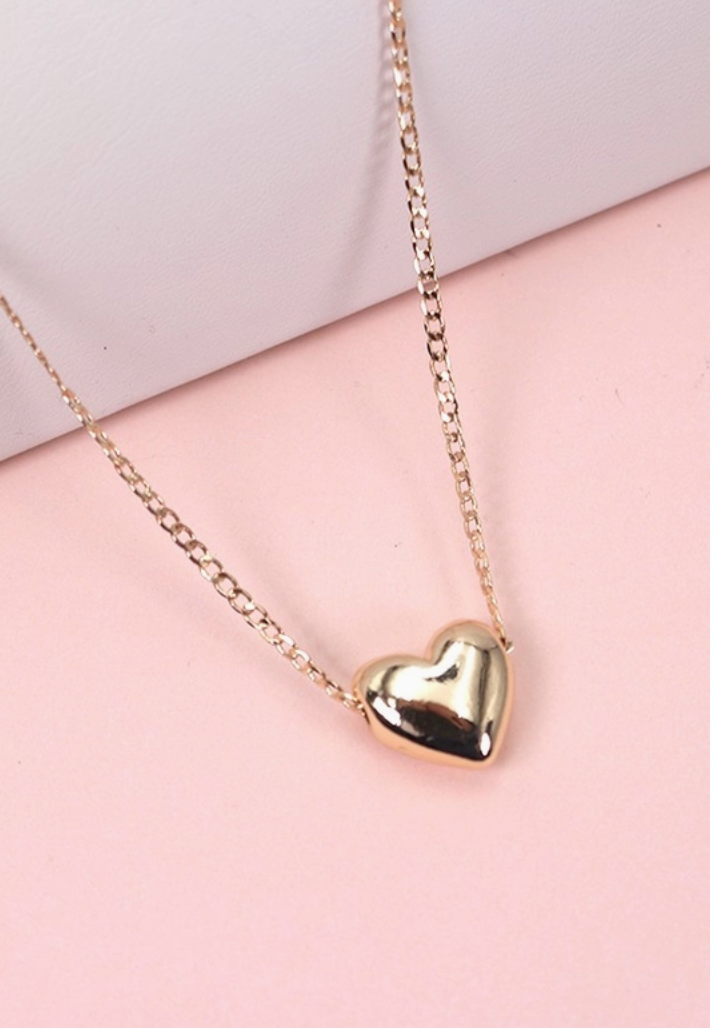 Movable Gold Heart Charm Necklace