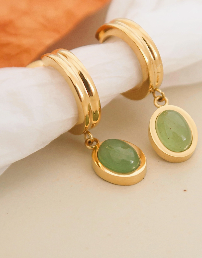 Whitnee Dainty Round Stone Drop Earring