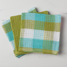 Load image into Gallery viewer, Check Leaf Green Waffle Dishcloths
