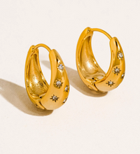 Load image into Gallery viewer, Solira 18K Gold Non-Tarnish Star Hoop Earring
