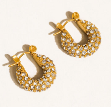 Load image into Gallery viewer, Joleen 18K Gold Non-Tarnish Glam Cz Hoop Earring
