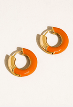 Load image into Gallery viewer, Odessa 18K Gold Vintage Enamel Hoop Earrings
