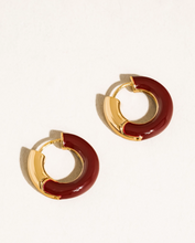 Load image into Gallery viewer, Odessa 18K Gold Vintage Enamel Hoop Earrings
