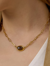 Load image into Gallery viewer, Shay 18K Gold Non-Tarnish Oval Stone Chain Necklace
