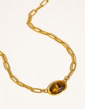 Load image into Gallery viewer, Shay 18K Gold Non-Tarnish Oval Stone Chain Necklace
