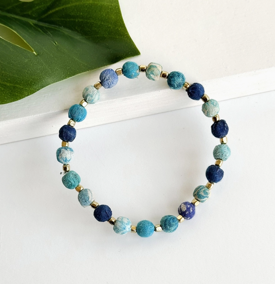 Dotted Kantha Azure Bracelet