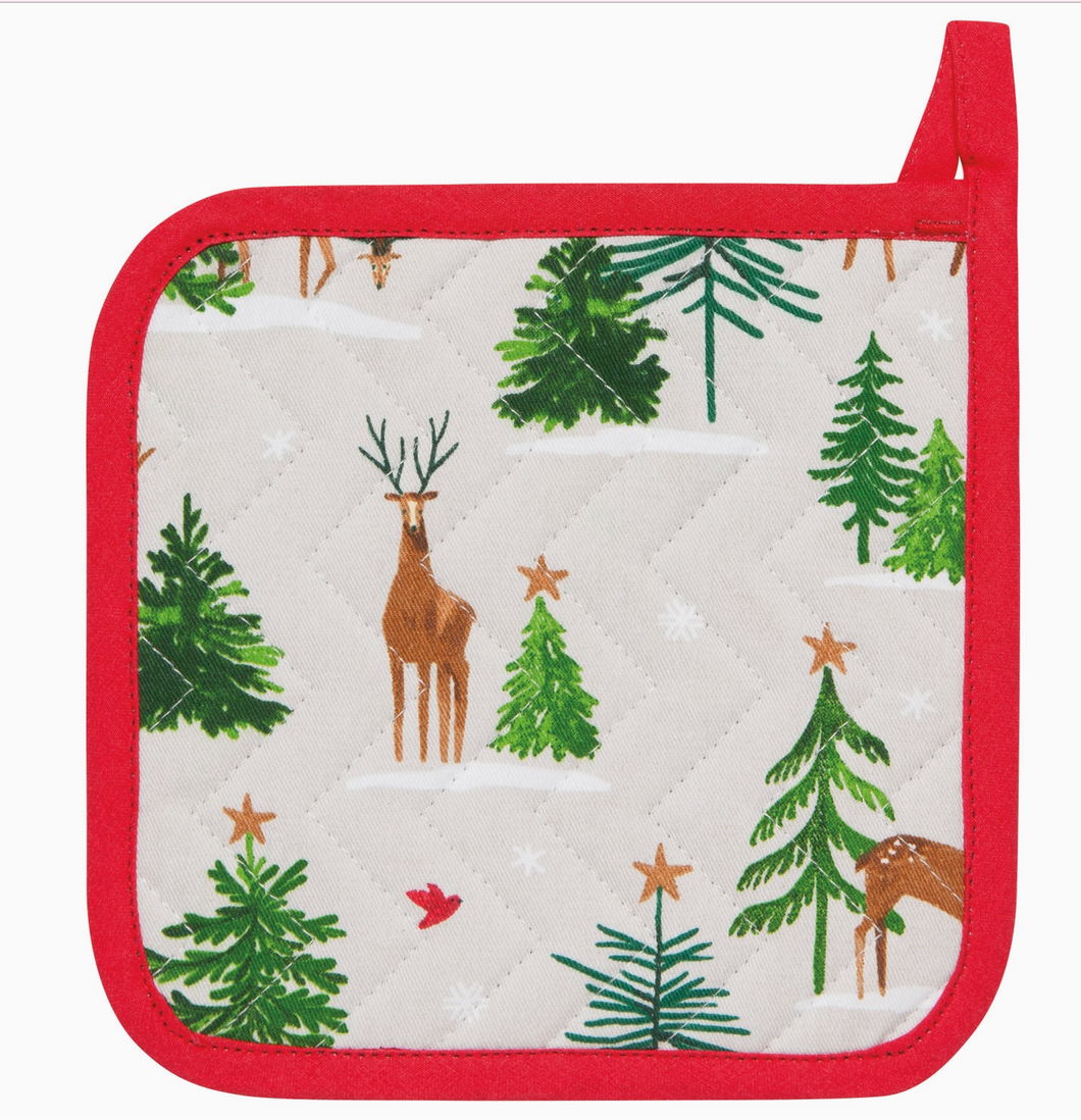 Santa's Reindeer Christmas Chef Potholder