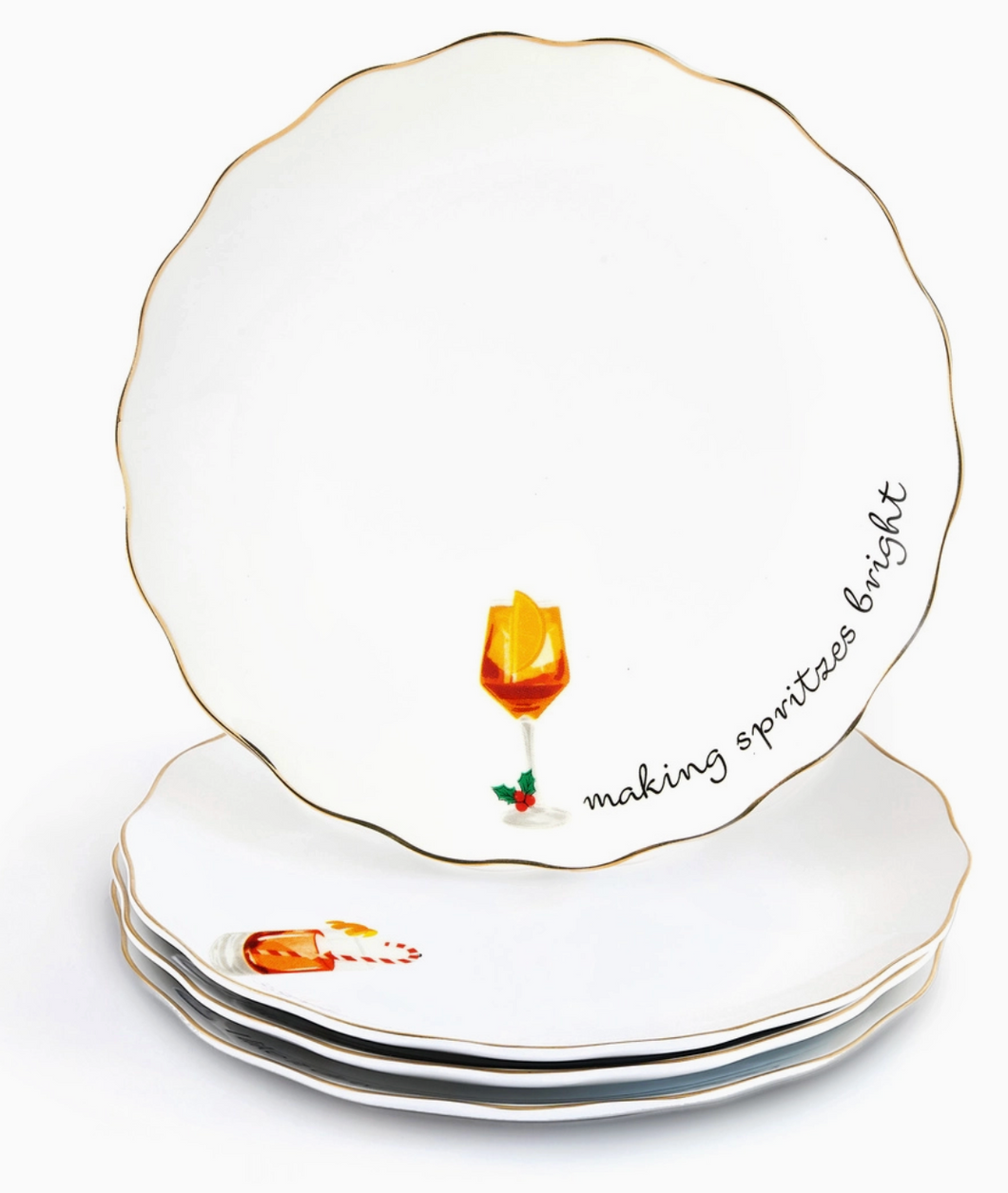 Set of Four Holiday Cheers App Plates
