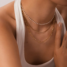 Load image into Gallery viewer, Cadeaux 18K Gold Non-Tarnish Stacked Pearl Chain Necklace
